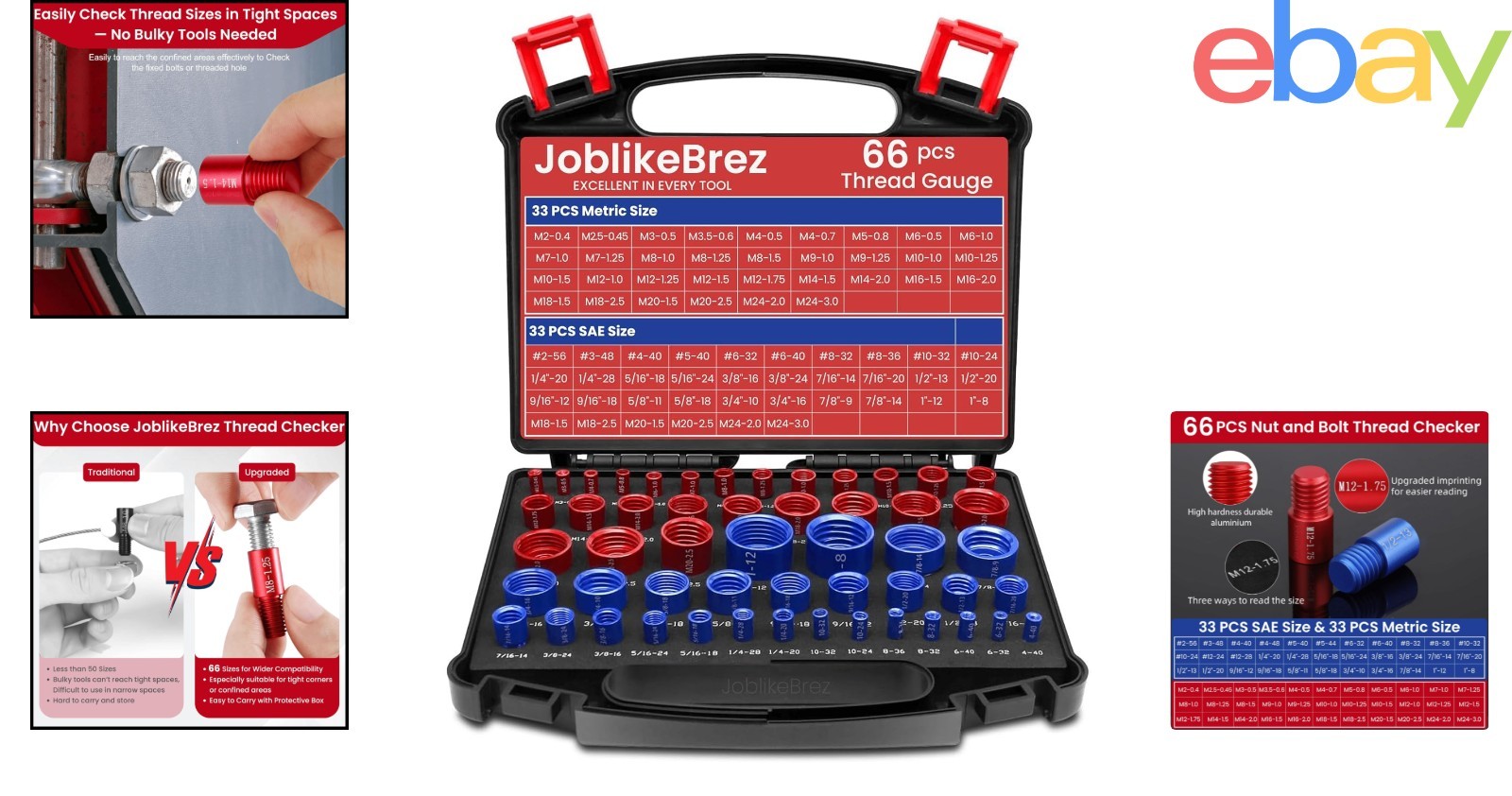 High-Quality Thread Checker Kit with Foam Storage for Standard and Metric Sizes