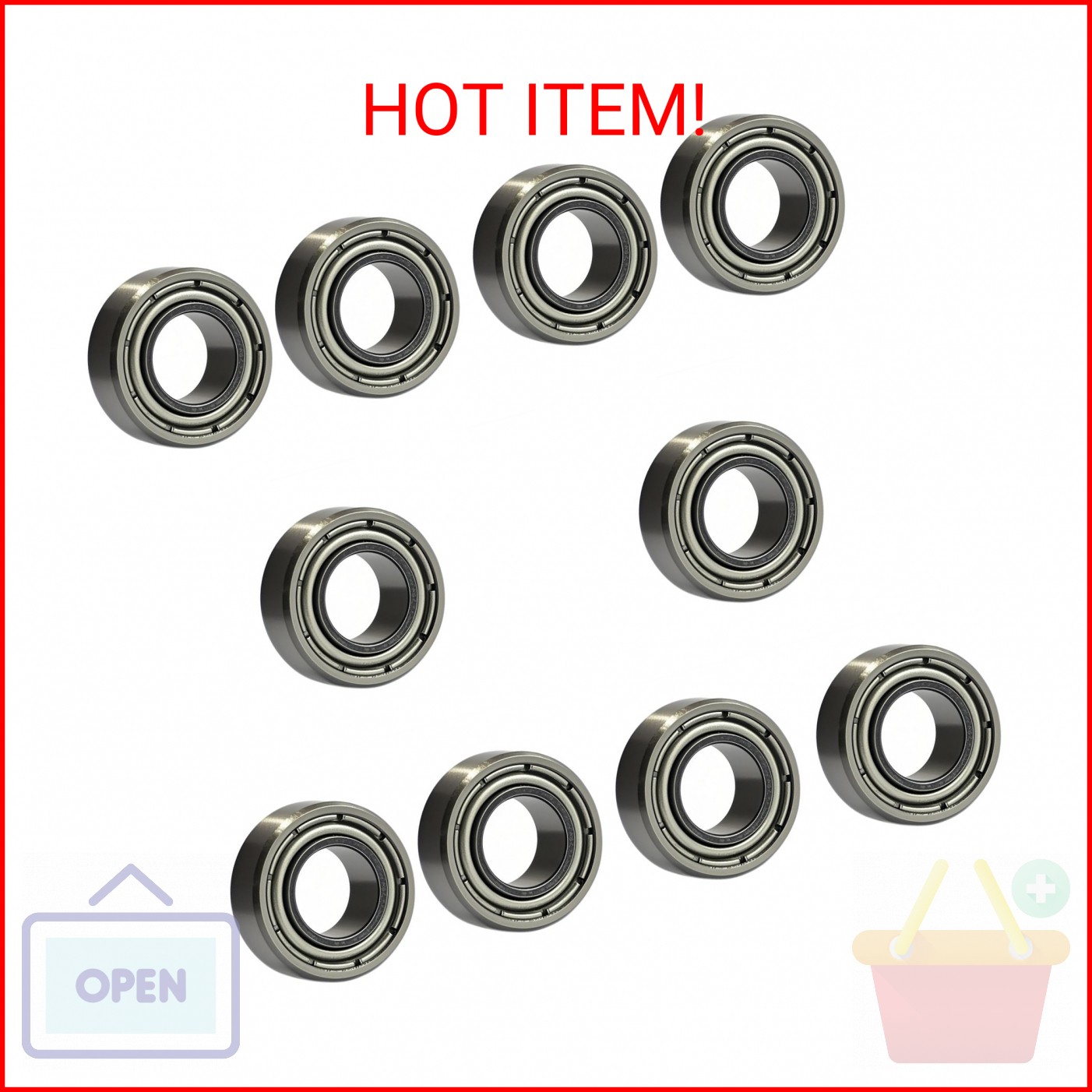 10 PCS R188ZZ Deep Groove Ball Bearings – 1/4 Inch x 1/2 Inch x 3/16 Inch – Both