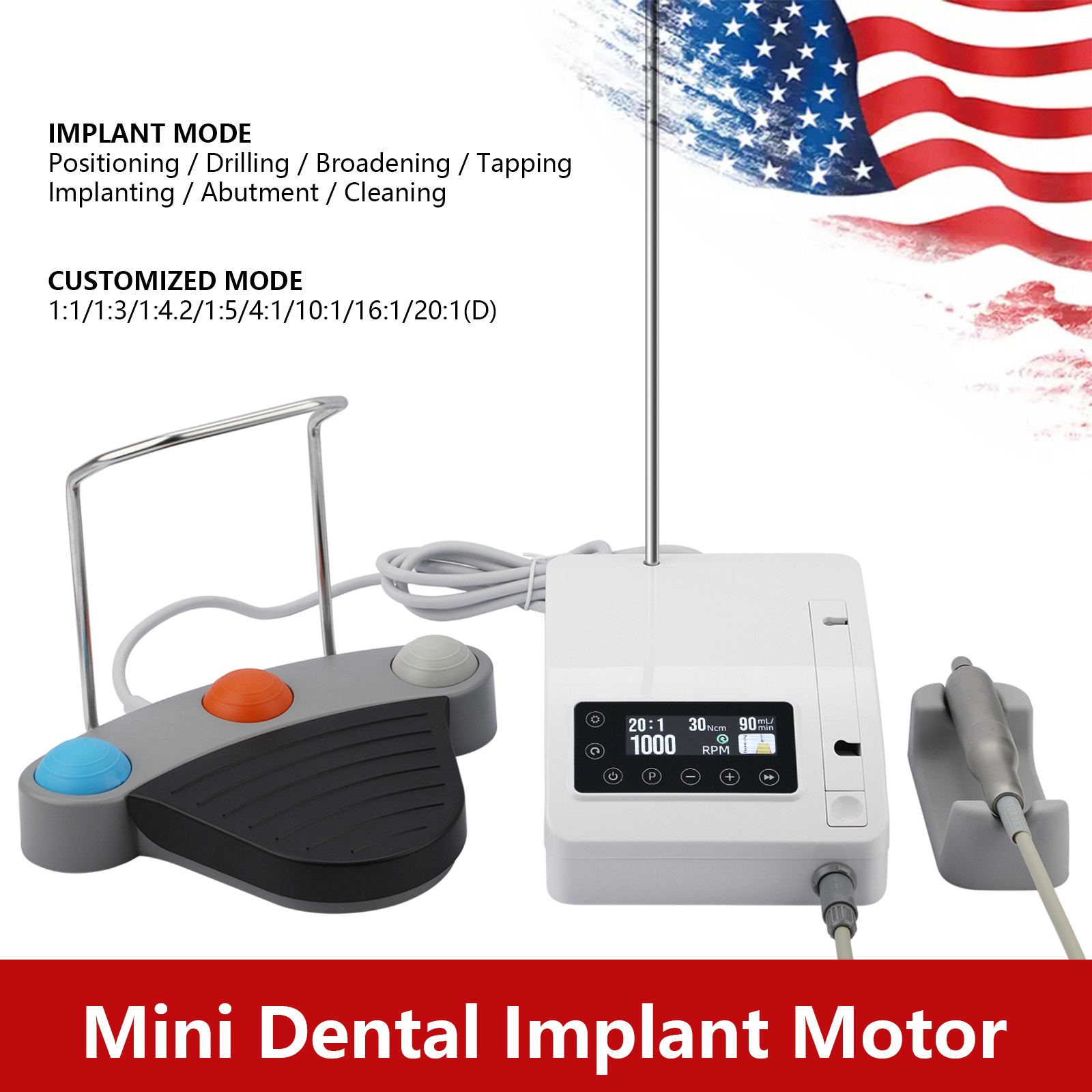Mini Dental Implant System Motor Surgical Brushless +20:1 Contra Angle Handpiece