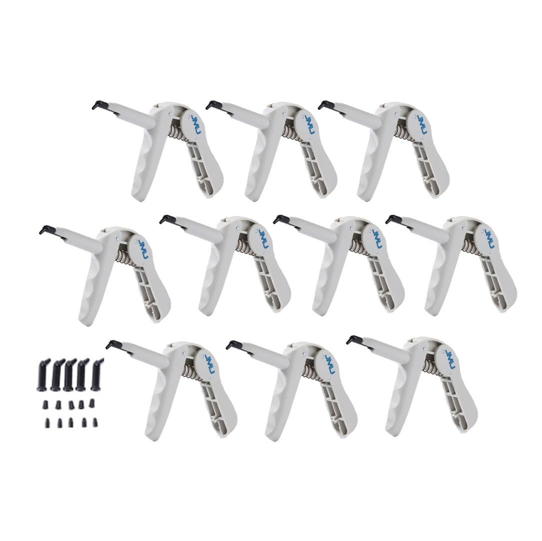 Ergonomic 10 Pack Dental Composite Dispenser Guns with 50 Unidose Tips Included