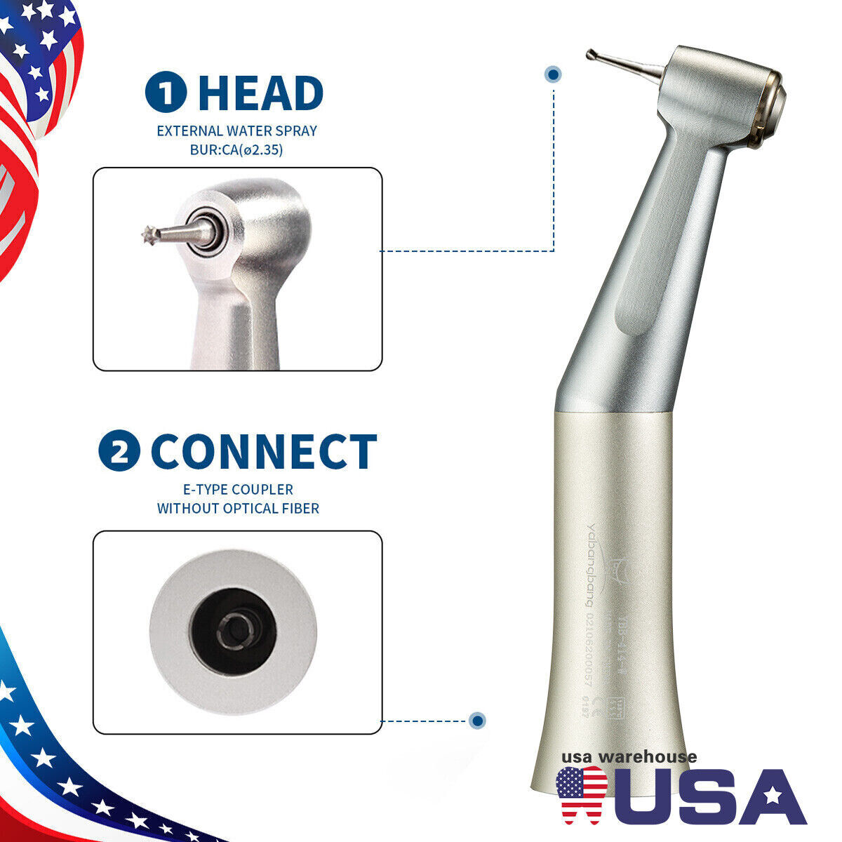 1-5 NSK Style Dental 1:1 Slow Low Speed Handpiece Push Button Contra Angle oh7