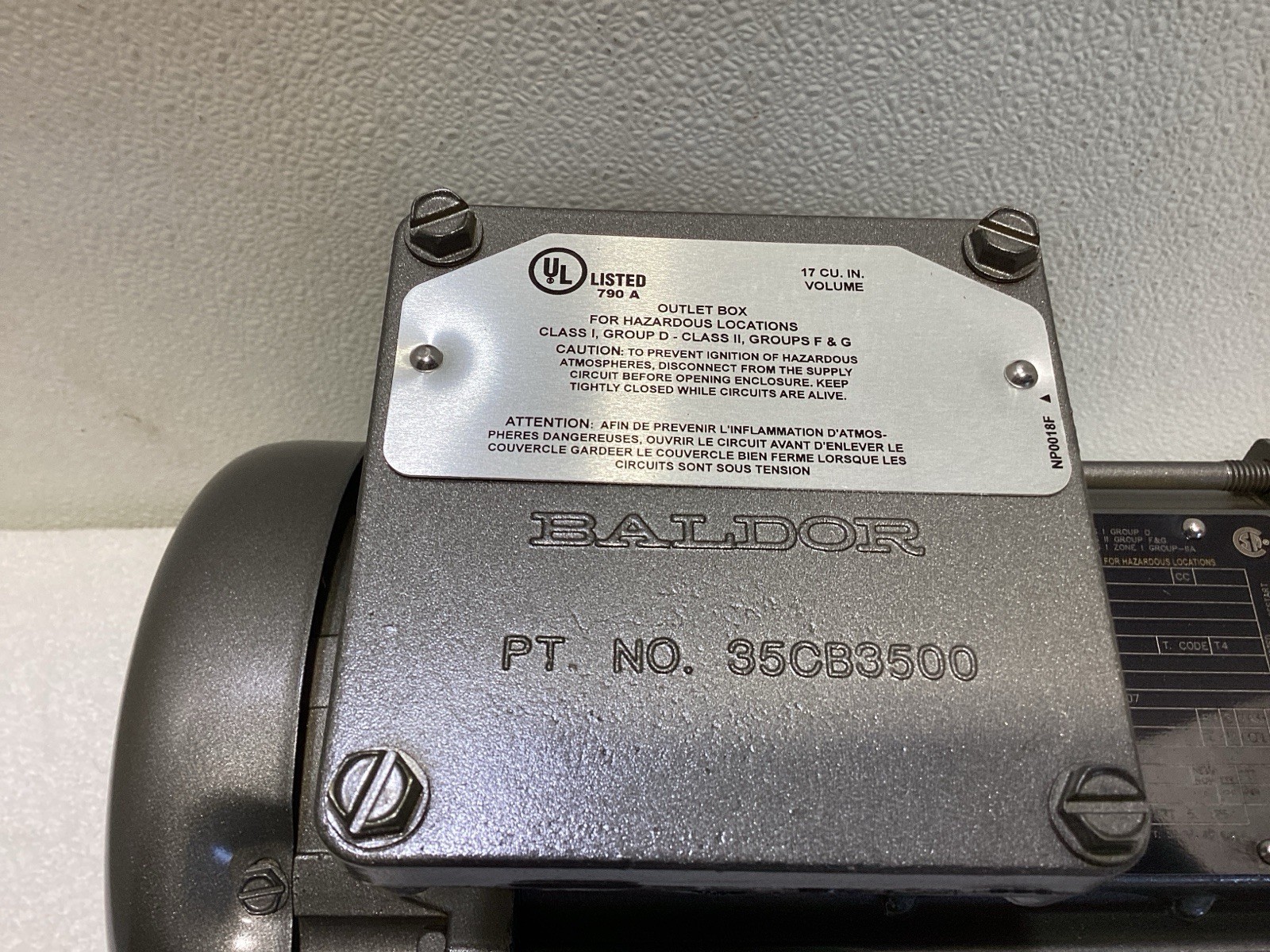 1/2HP BALDOR 1140 RPM 56C 3PH EXPLOSION PROOF MOTOR VXM050562A