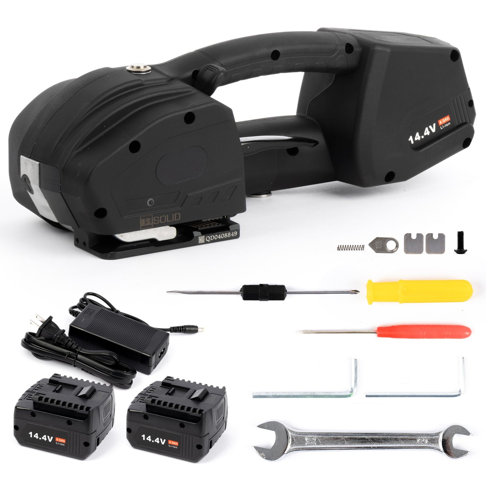 U.S. Solid Electric Strapping Machine 1/2-5/8 in PP PET 2×4.0Ah 0.6-1.2mm LCD