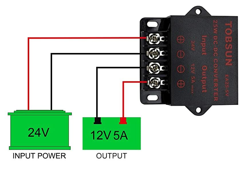 Power Regulator DC 24V to DC 12V 5A 60W Voltage Step Down Buck Converter Reducer