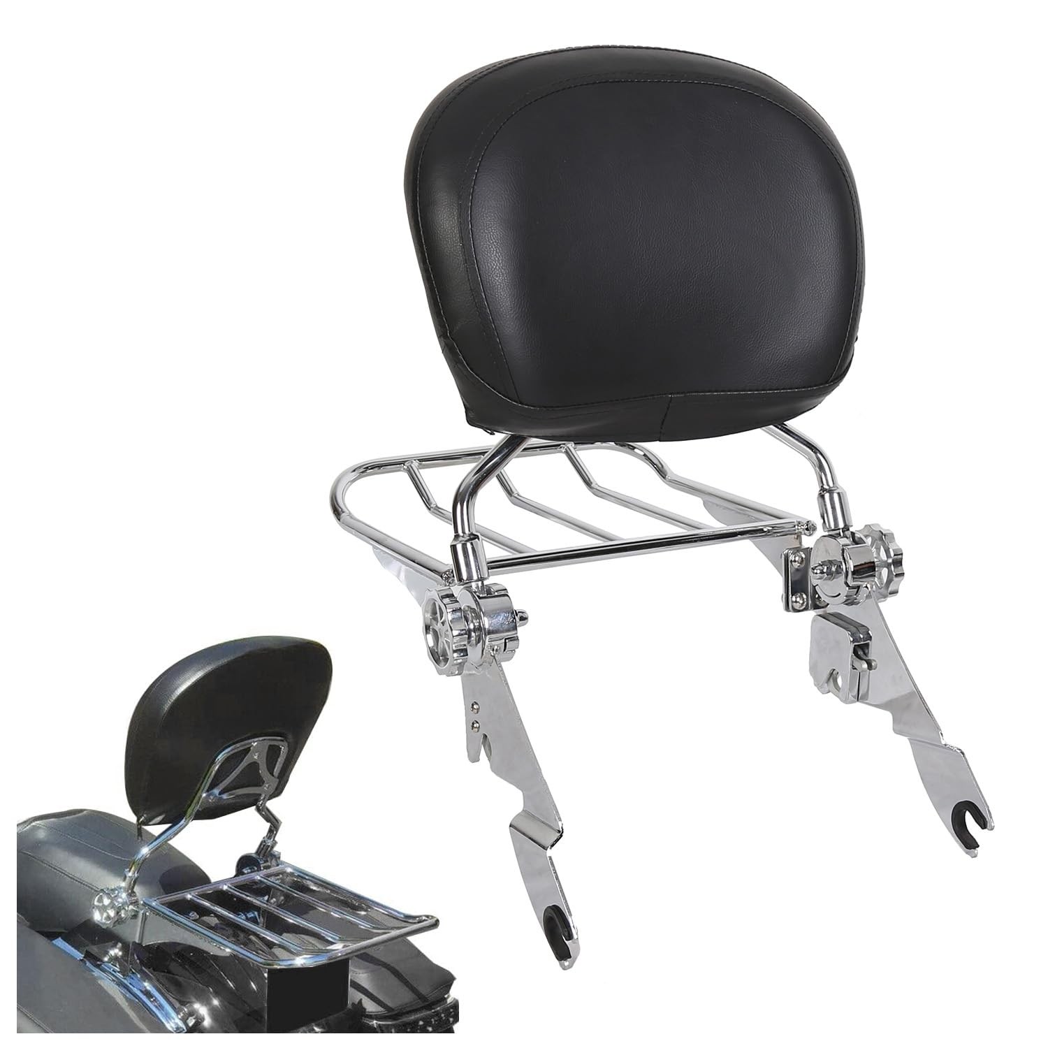 Detachable Sissy Bar Backrest w/Luggage Rack Chrome Heavy Duty Steel 09-24 FLHX