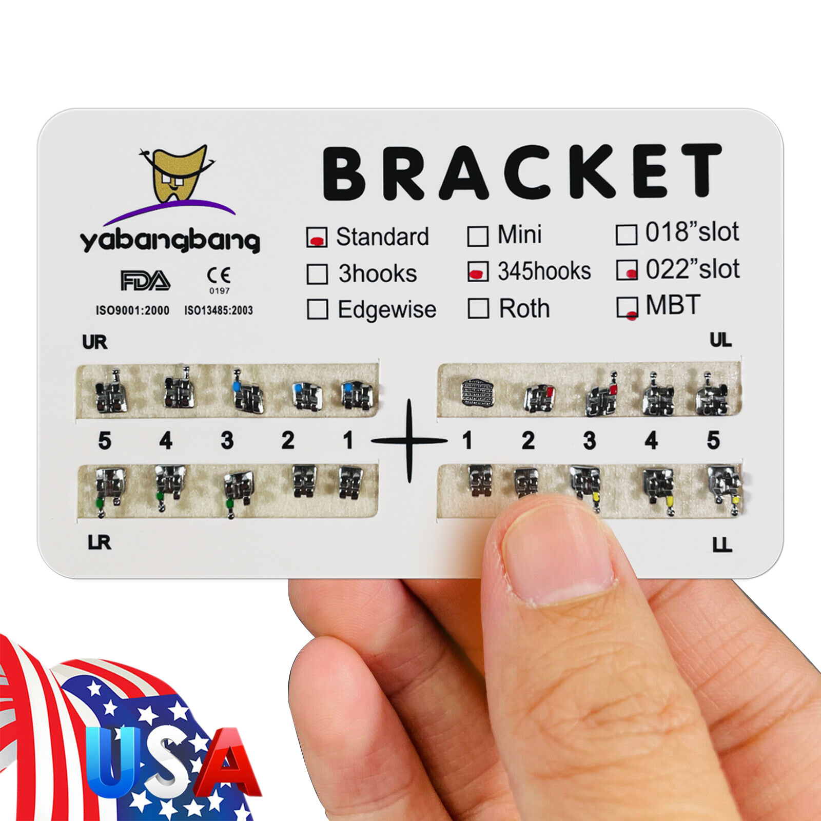 10x SANDENT Dental Orthodontics Brackets Brace Standard MBT 0.022″ Hooks 3-4-5