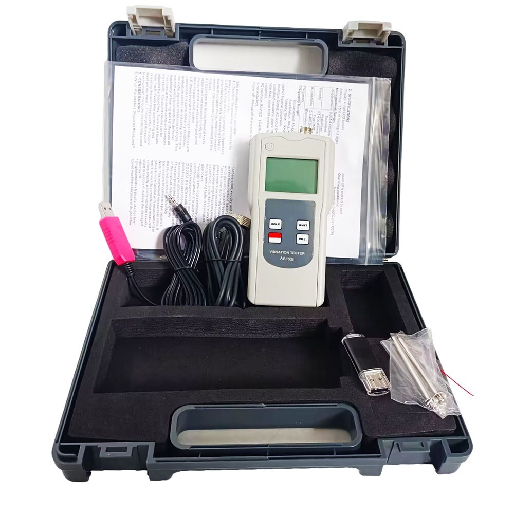 Vibration Testing Meter with Acceleration 0.1-400.0m/s² USB Data Cable Software