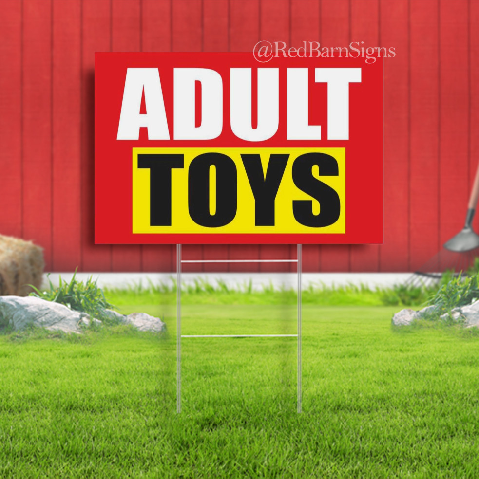 ADULT TOYS Sex Novelty Shop Indoor Outdoor Yard Sign with metal stakes