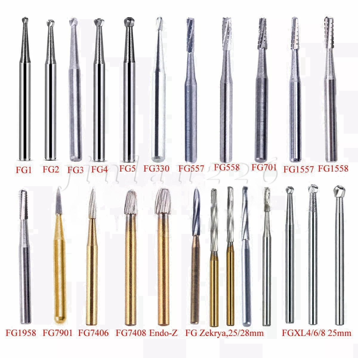 Dental Tungsten Carbide Bur FG RA CA HP Drills Burr For High/Low Speed Handpiece