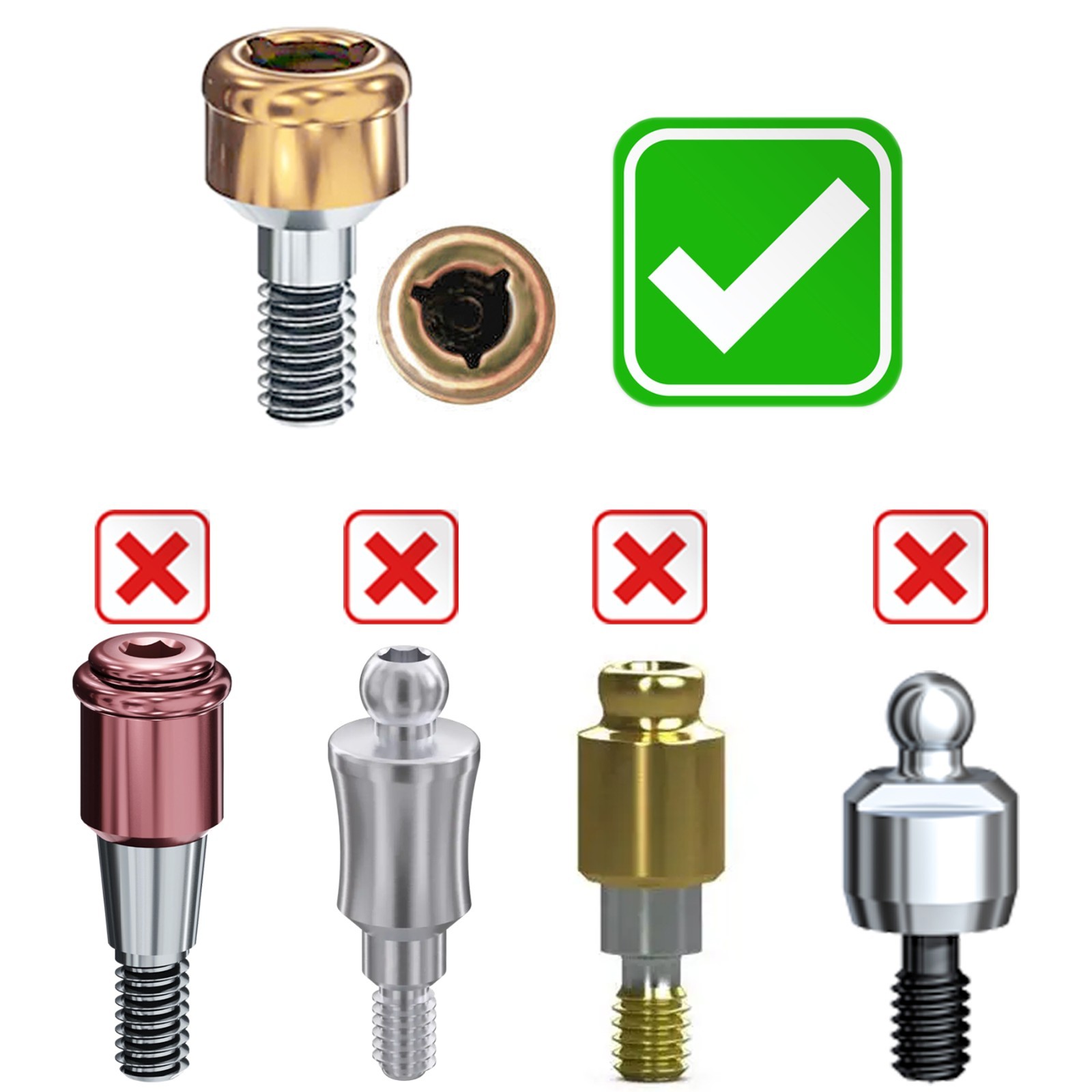 Dental Overdenture Implant Locator Abutment Retention Caps Male Cap Inserts Set