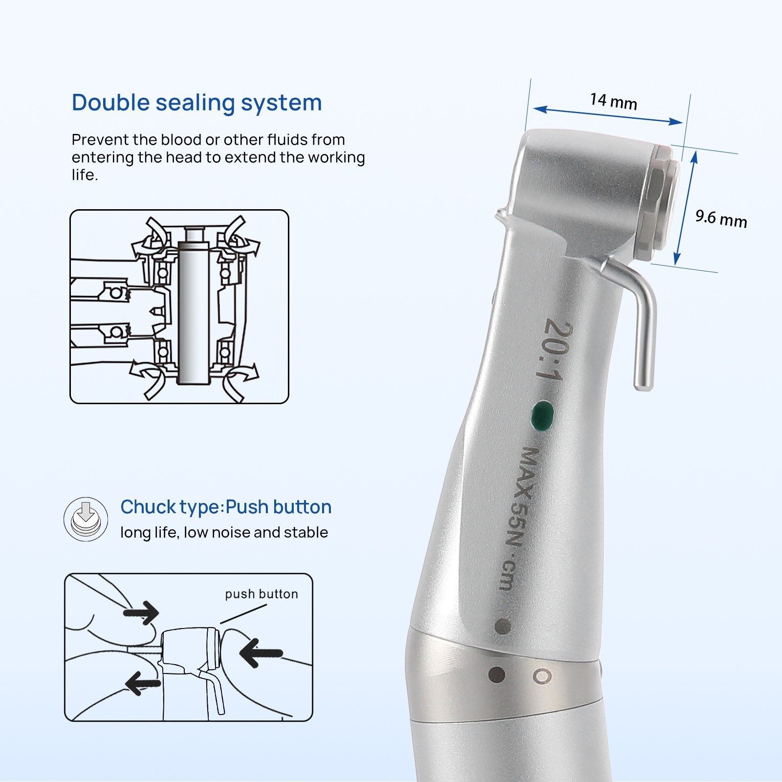 COXO Dental Implantation System With 20:1 Fiber Optic Contra Angle Handpiec