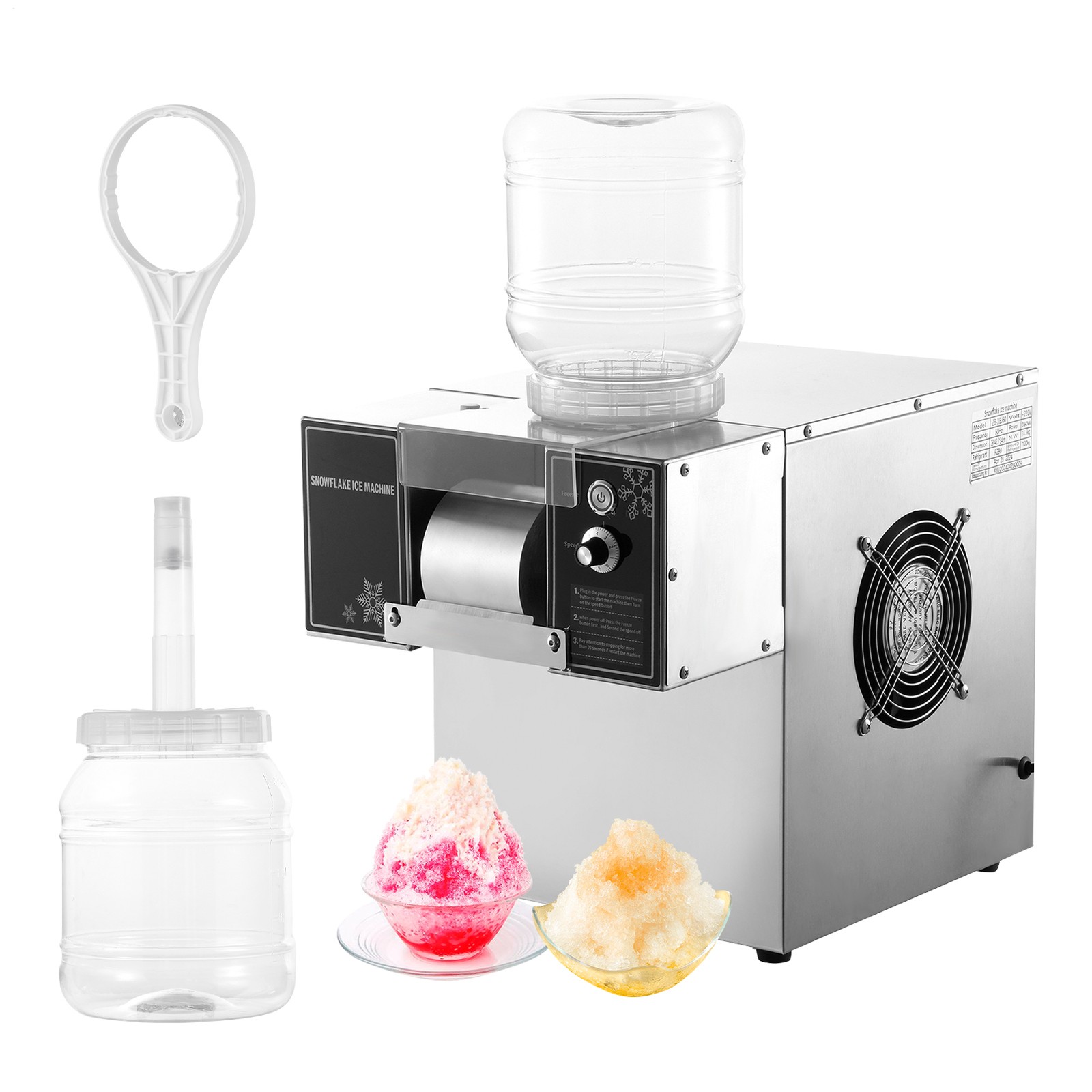 Commercial Snowflake Machine Ice Shaver Snow Cone Shaving Maker Adjustable Speed