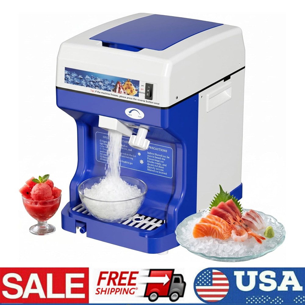 Commercial Ice Shaver 300LBS/H Electric Snow Cone Maker Ice Crusher Home Blue