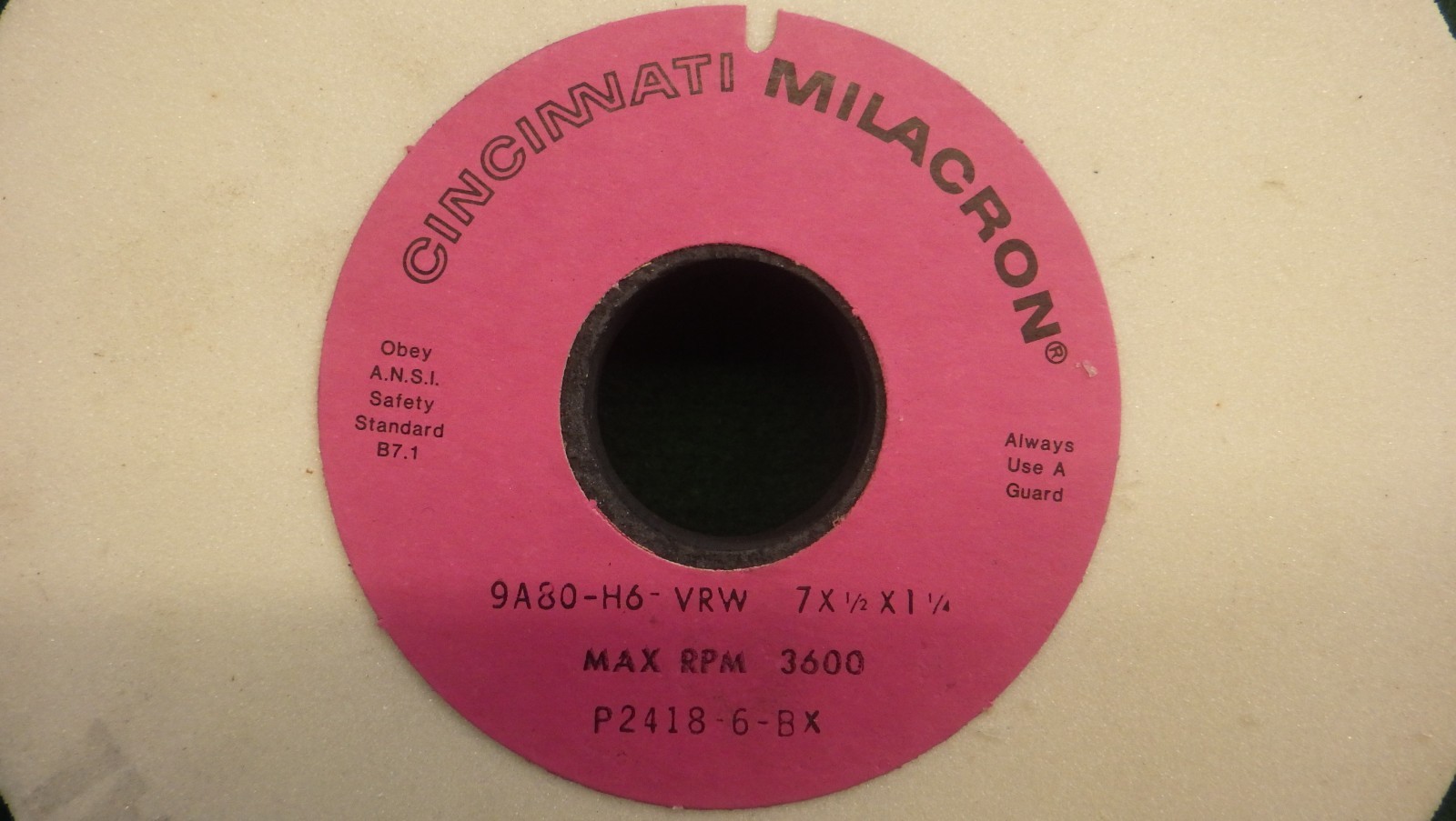 Cincinnati Milacron Grinding wheel 9A80-H6-VRW 7 x 1/2″ x 1-1/4″ 80 grit