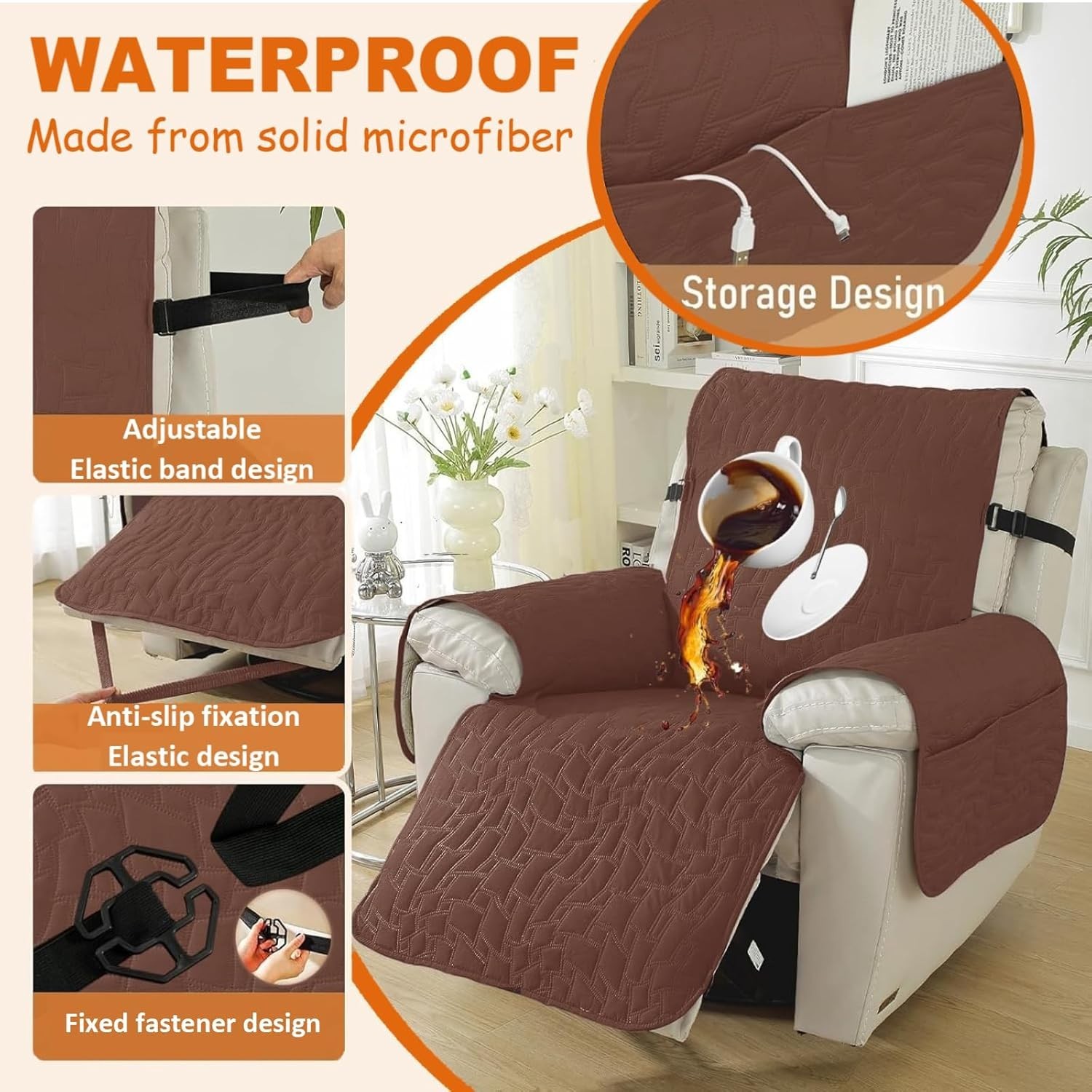 Cubierta 100% Impermeable Para Reclinable Funda Sillon Reclinable Protector Sala