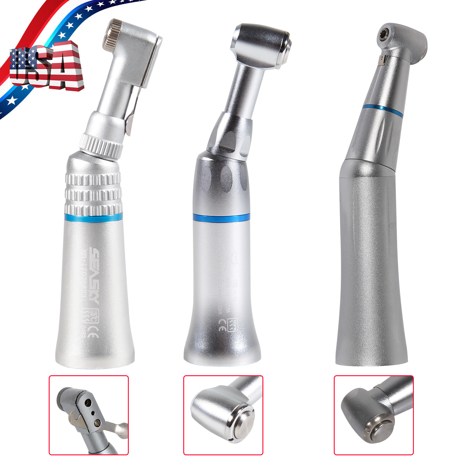 NSK Style Dental Push/Latch Head Contra Angle Handpiece E-type Slow Low Speed