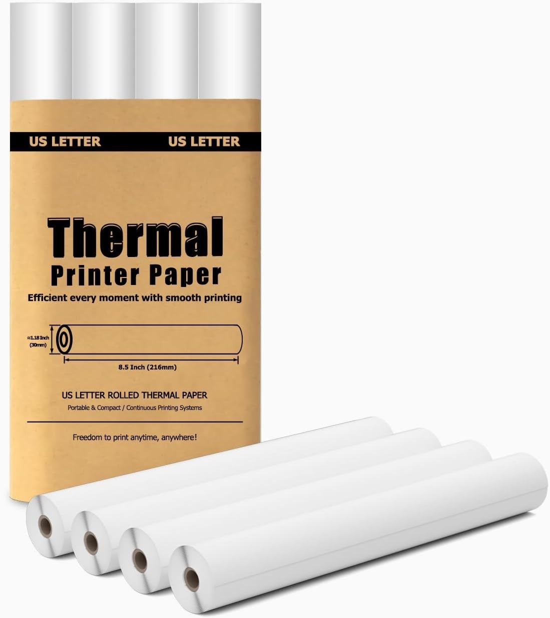 4 Rolls A4 Thermal Printer Paper 8.5×11″ for M08F M832 M834 Portable Printer