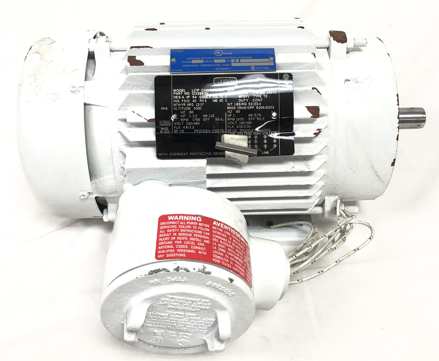 Leeson LI7P C145T17EK2A Explosion Proof Motor New Minor Damage See Photos