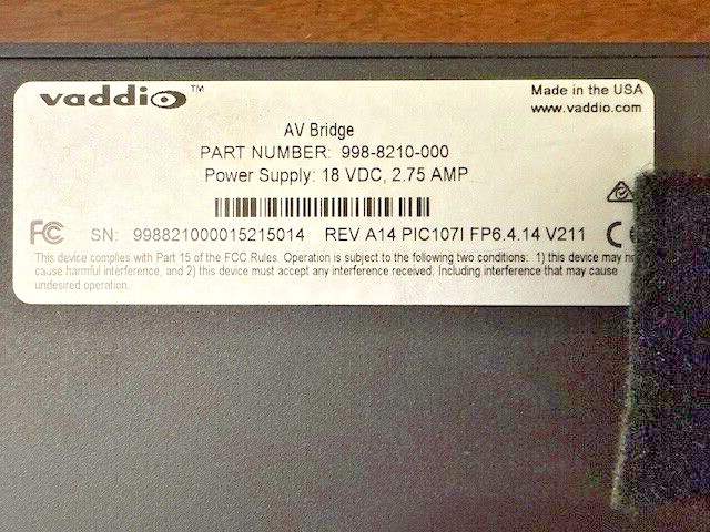 Vaddio AV Bridge Conference HDMI 998-8210-000 / includes POWER ADAPTER FS