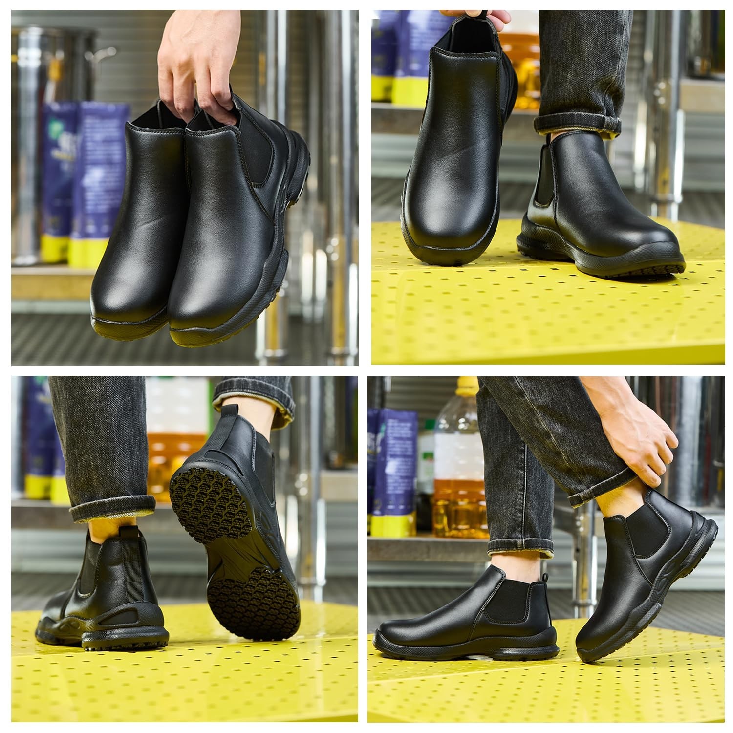 PJZHJ Non Slip Shoes for Men Oil-Proof and Waterproof Chef Shoes Comfortable …