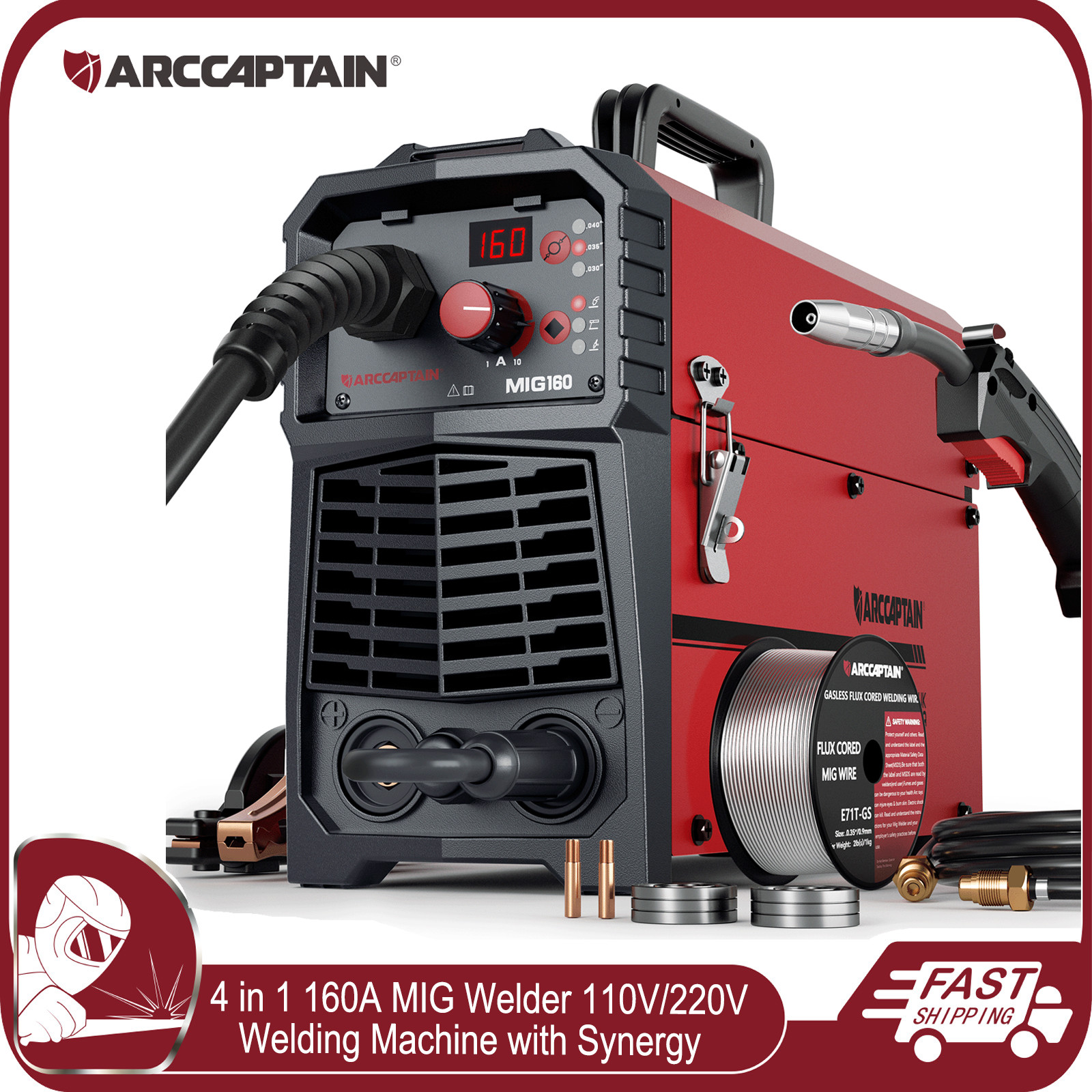 ARCCAPTAIN 160A MIG Welder 4 in 1 MIG/Lift TIG/Stick/Flux Core Welding Machine🔥