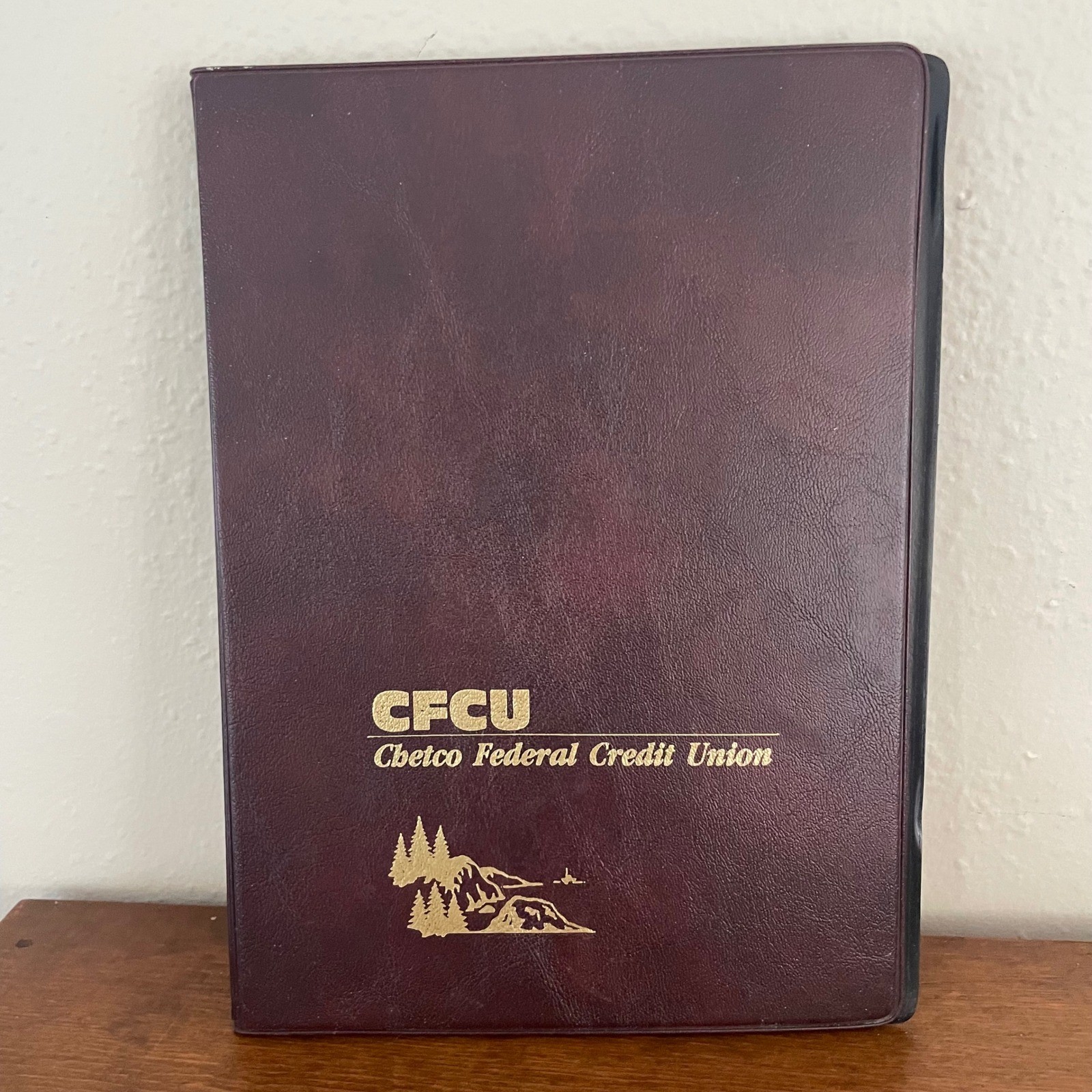 VTG Hazel USA Chetco Federal Credit Union Faux Leather Folder NotePad Holder 6×8