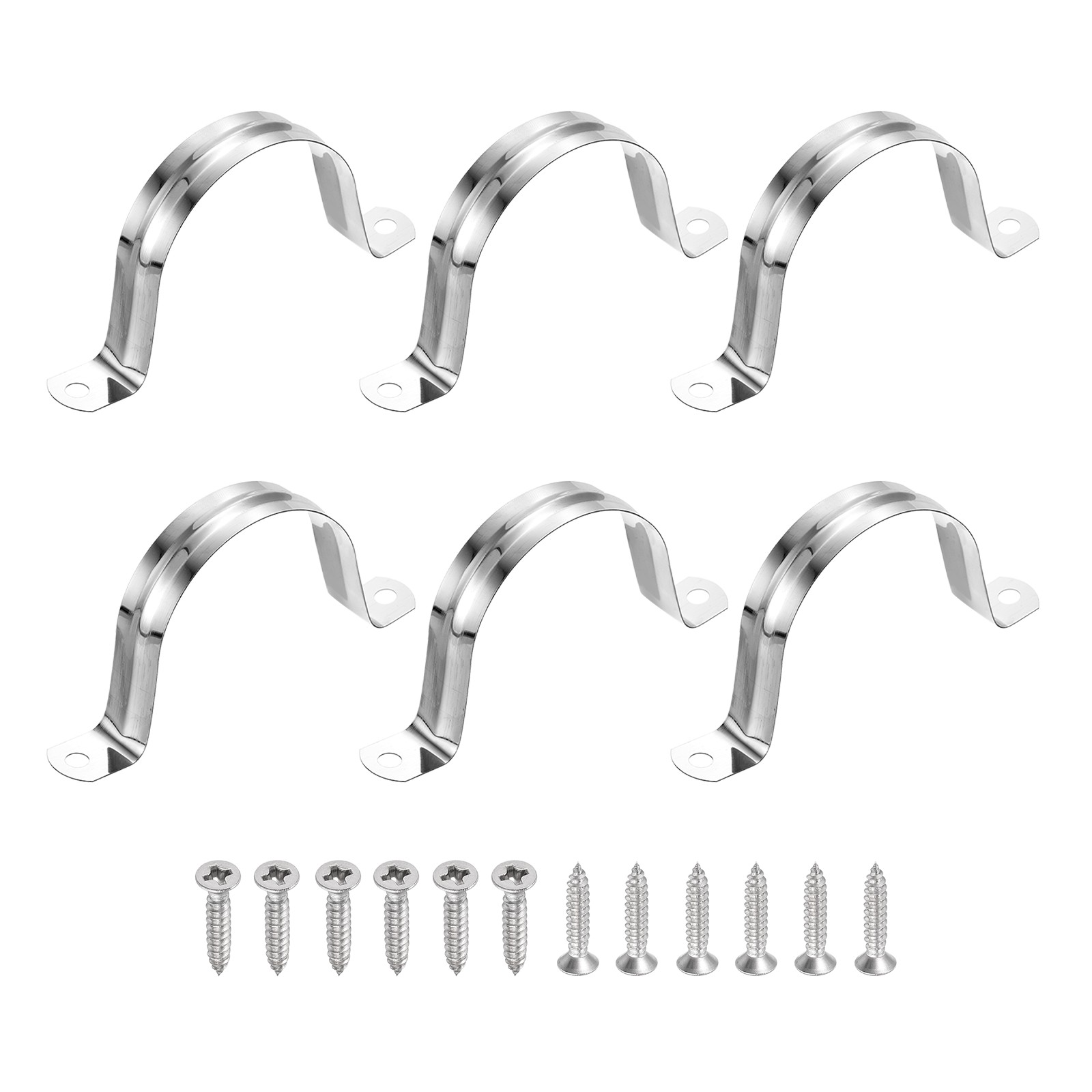 6pcs for 57mm (2-1/4″) 304 Stainless Steel Ties with Screws, Silver