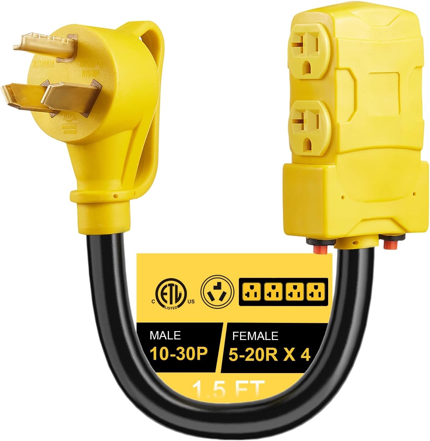 240V to 120V] 30 Amp to 20 Amp 110V Adapter,10-30P Adapter to 4X 5-15R/…