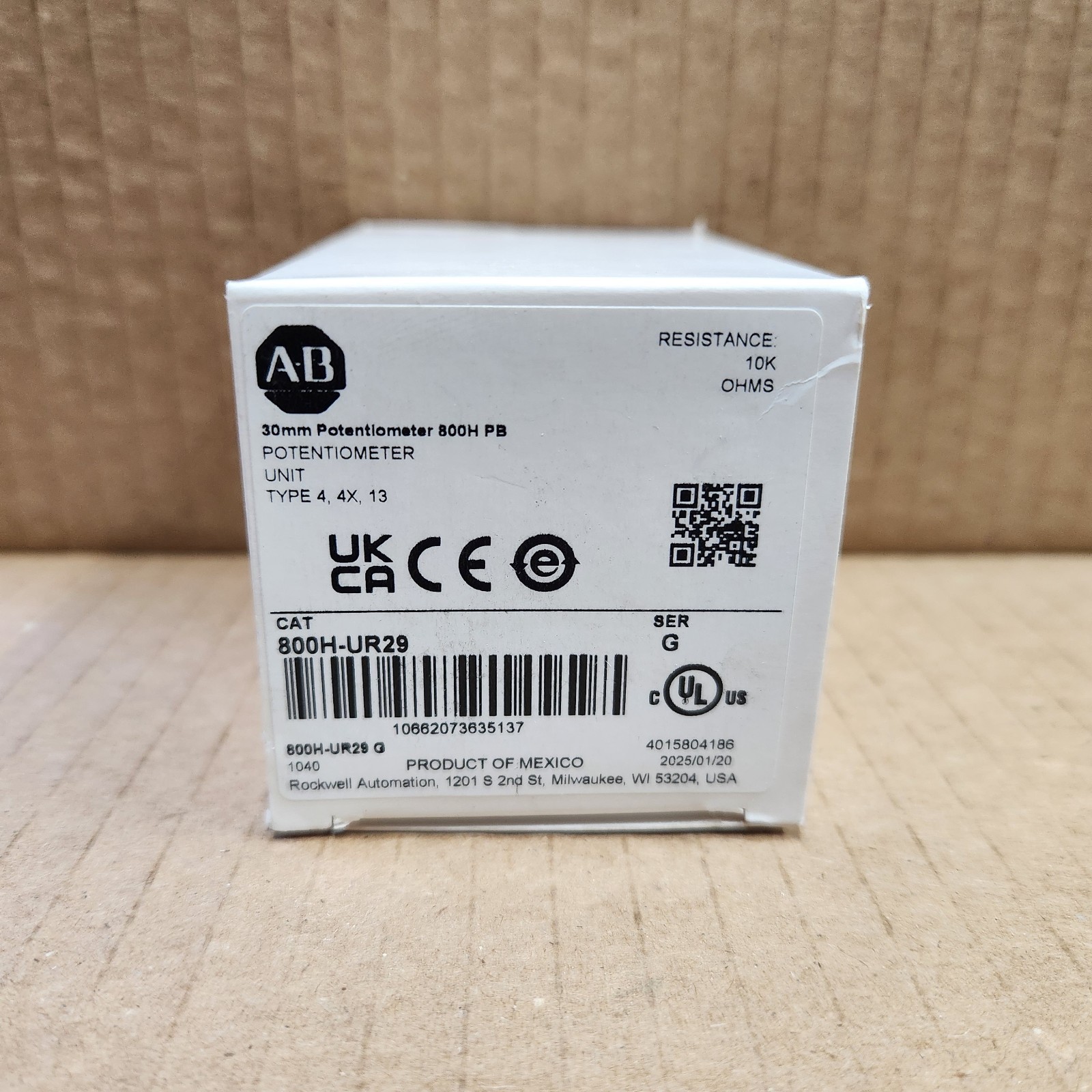 New Allen Bradley 800H-UR29 * 30mm Potentiometer 10k OHMS
