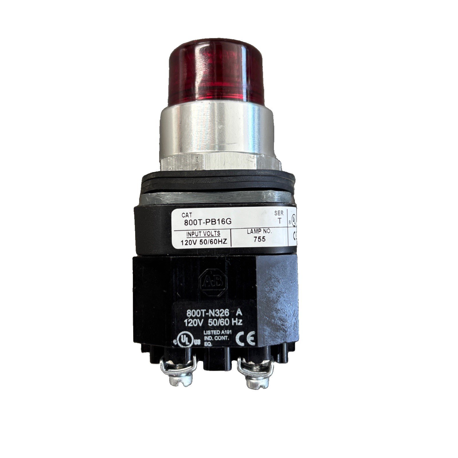 Allen-Bradley 800T-PB16G Push Button, 30mm, Illuminated, 120V, 50/60Hz