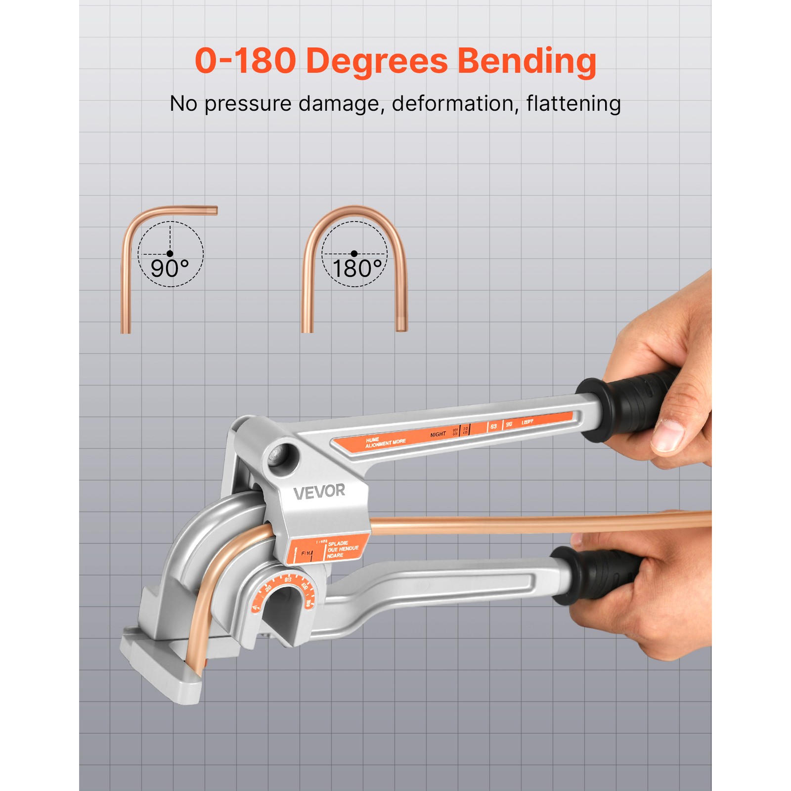 VEVOR 3 in 1 Lever Pipe Tube Bender for 1/4″, 3/8″, 1/2″ O.D. 0-180° Bending