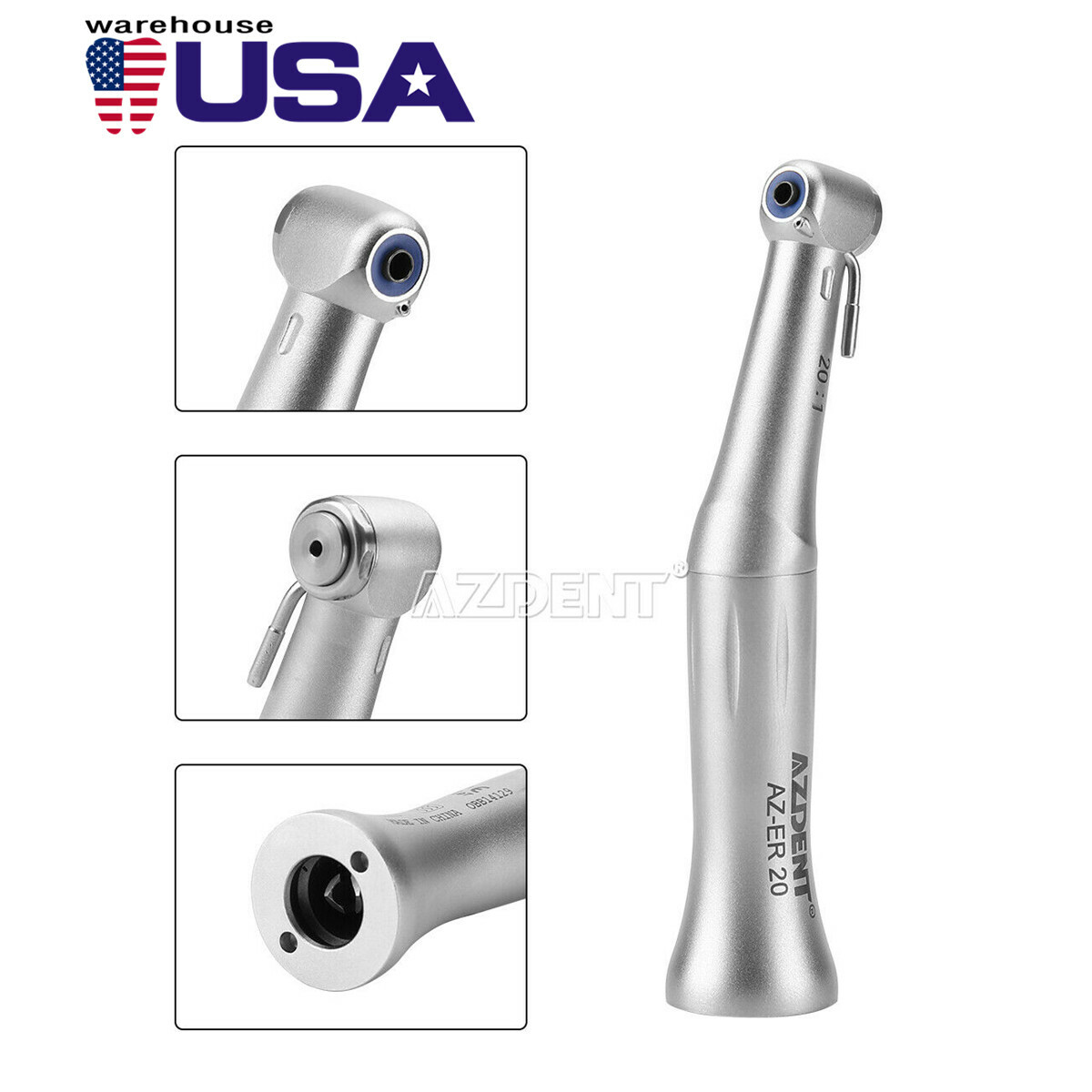 Dental Surgical 20:1 Reduction Implant Contra Angle Handpiece Push Button USA