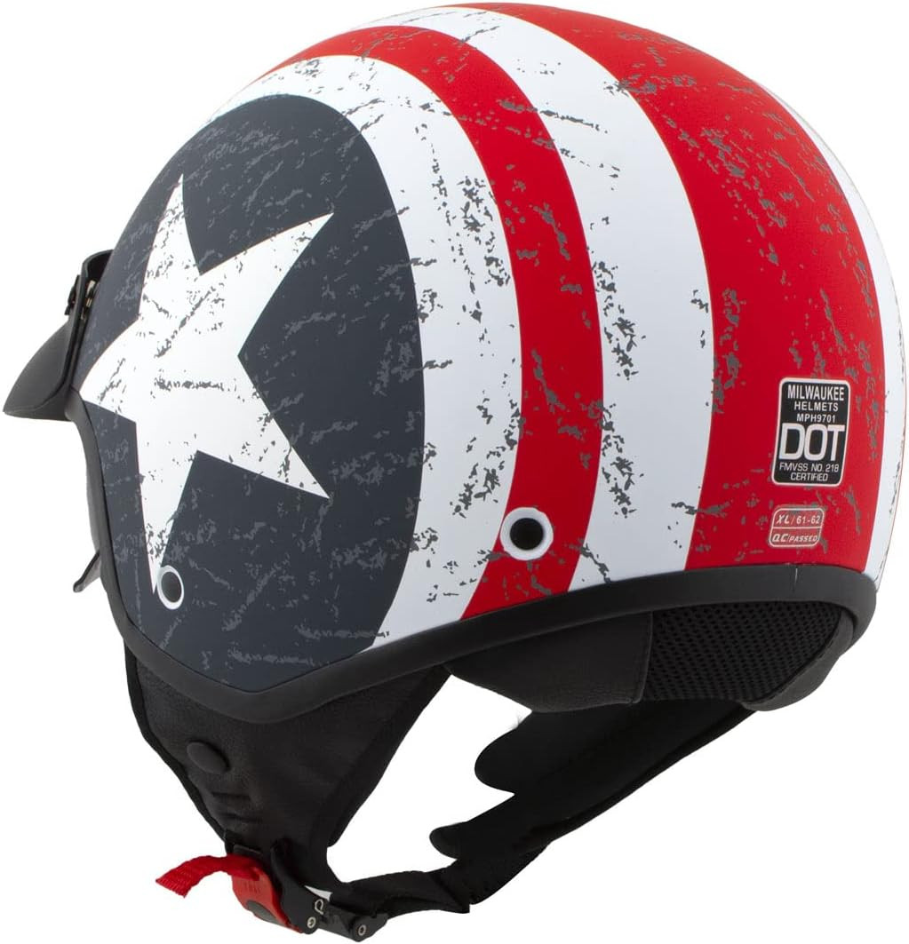 MPH9701DOT ‘Maverick’ 3/4 Open Face Stars and Stripes Motorcycle Helmet for Men