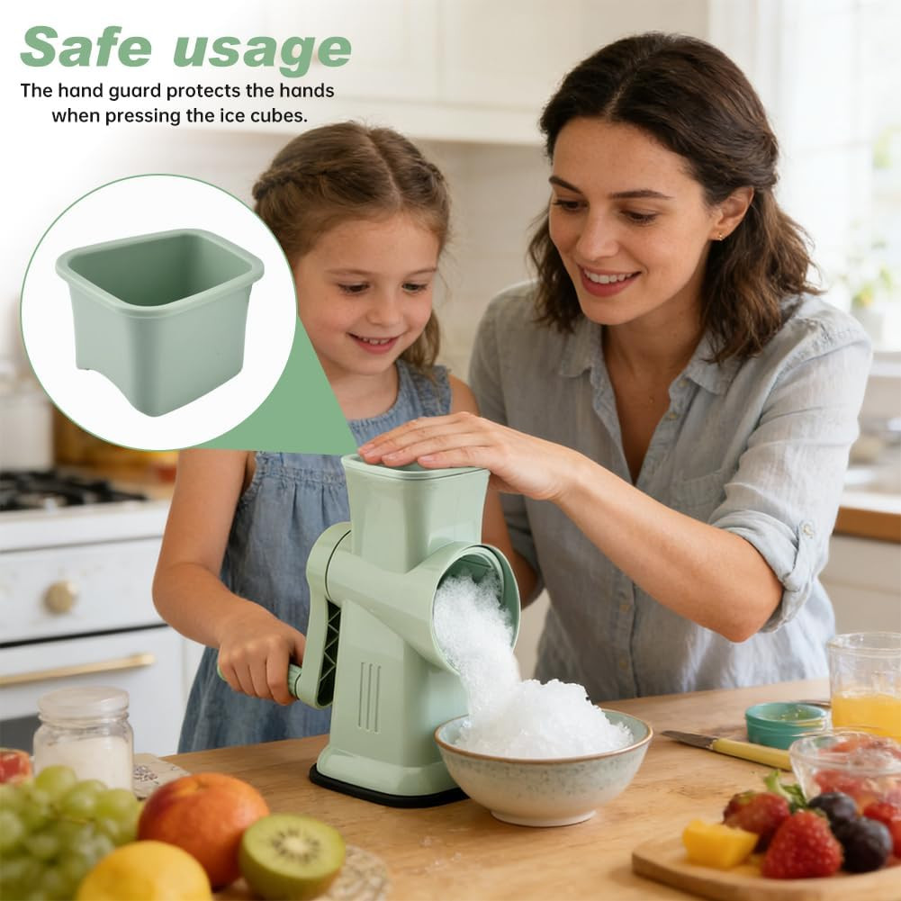 Home Use Rotary Ice Shaver with Handle Manual Hand Crank Snow Cone Maker Machine