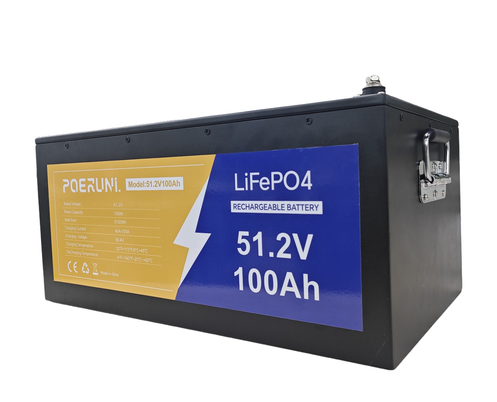 48V 100Ah 5120Wh LiFePO4 Lithium Battery Built-in BMS Deep Cycles For Golf Cart