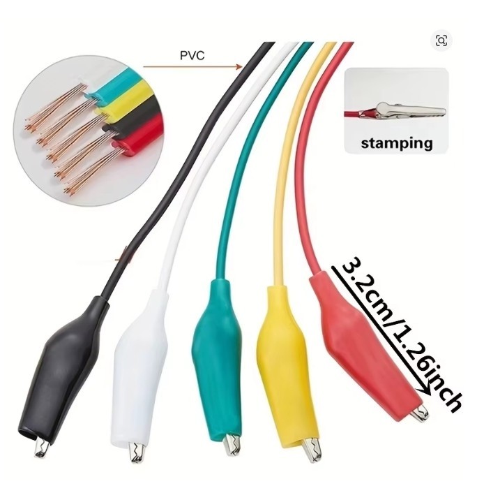 1set/5 PCS alligator clips electrical DIY clip test jumper wire 46cm