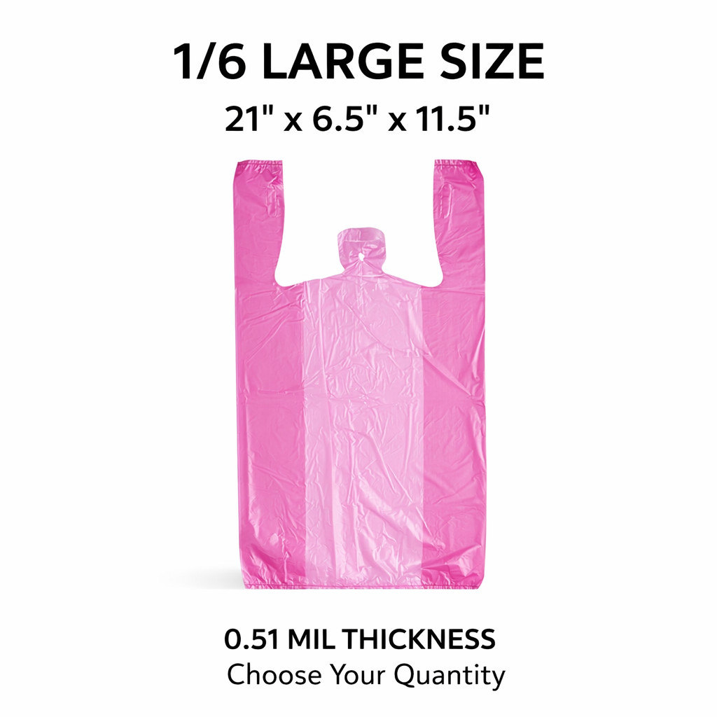 Purple T-Shirt Carryout Bags 1/6 Large 21×6.5×11.5 Plastic Grocery Shopping