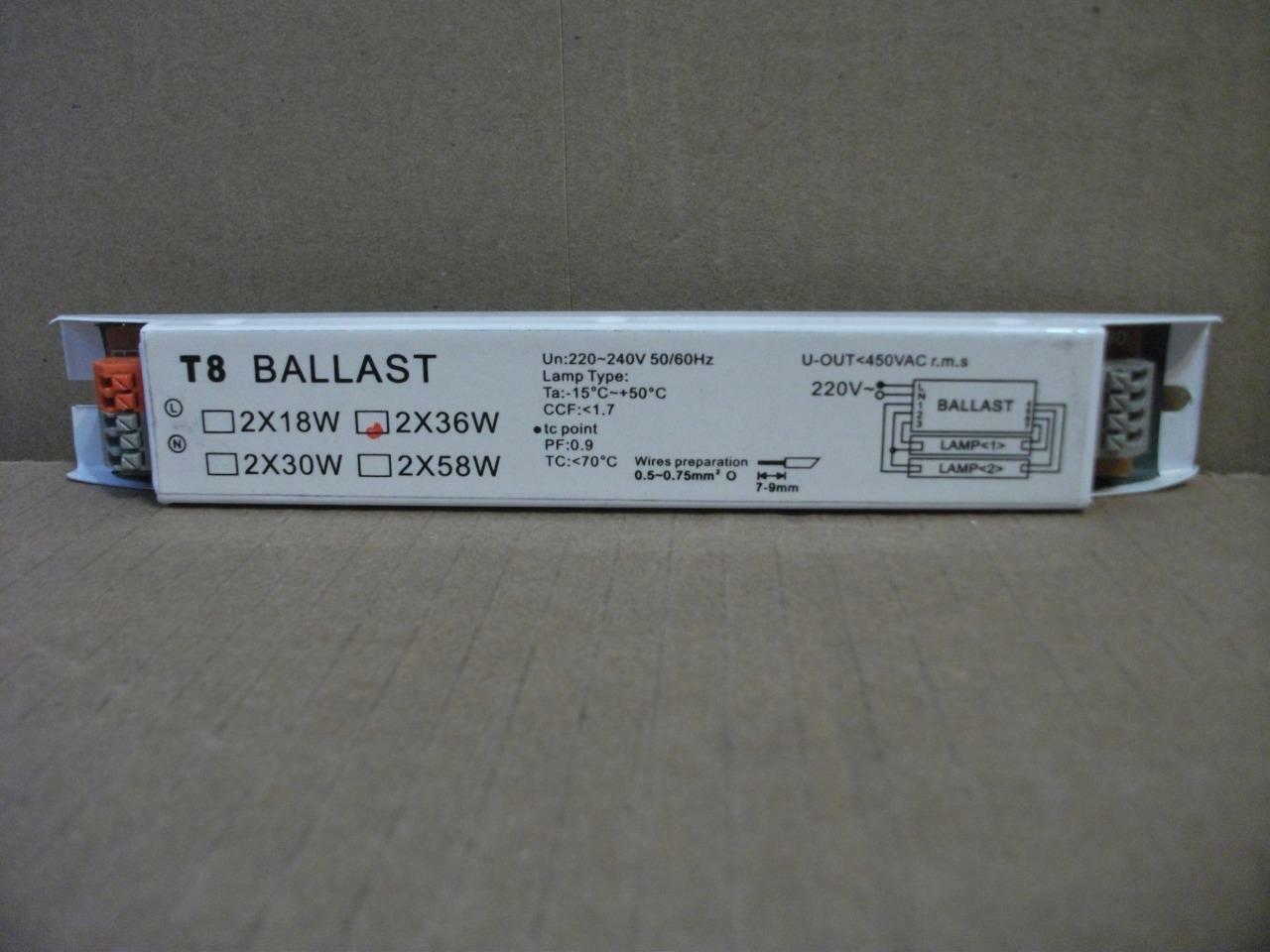 AC 220-240V 2x36W Wide Voltage T8 Electronic Ballast Fluorescent Lamp *