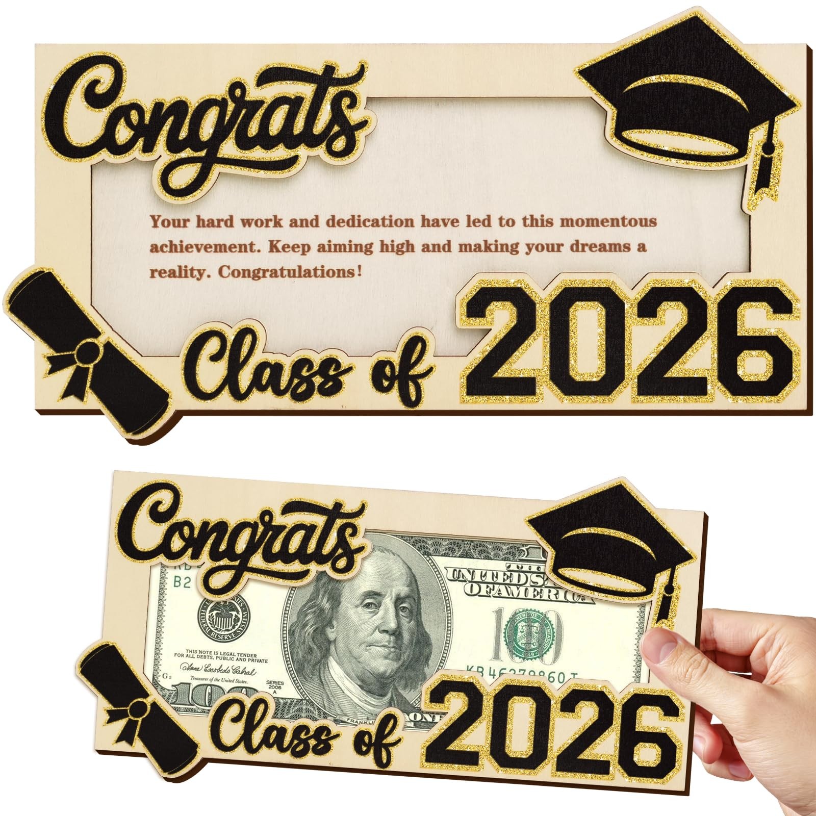 Graduation Gifts 2026 Money Holder for Her Him, Wooden Class of 2026 Graduation