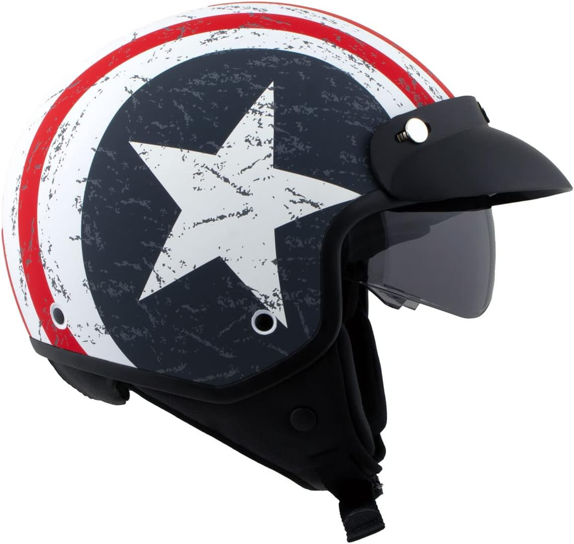 MPH9701DOT ‘Maverick’ 3/4 Open Face Stars and Stripes Motorcycle Helmet for Men