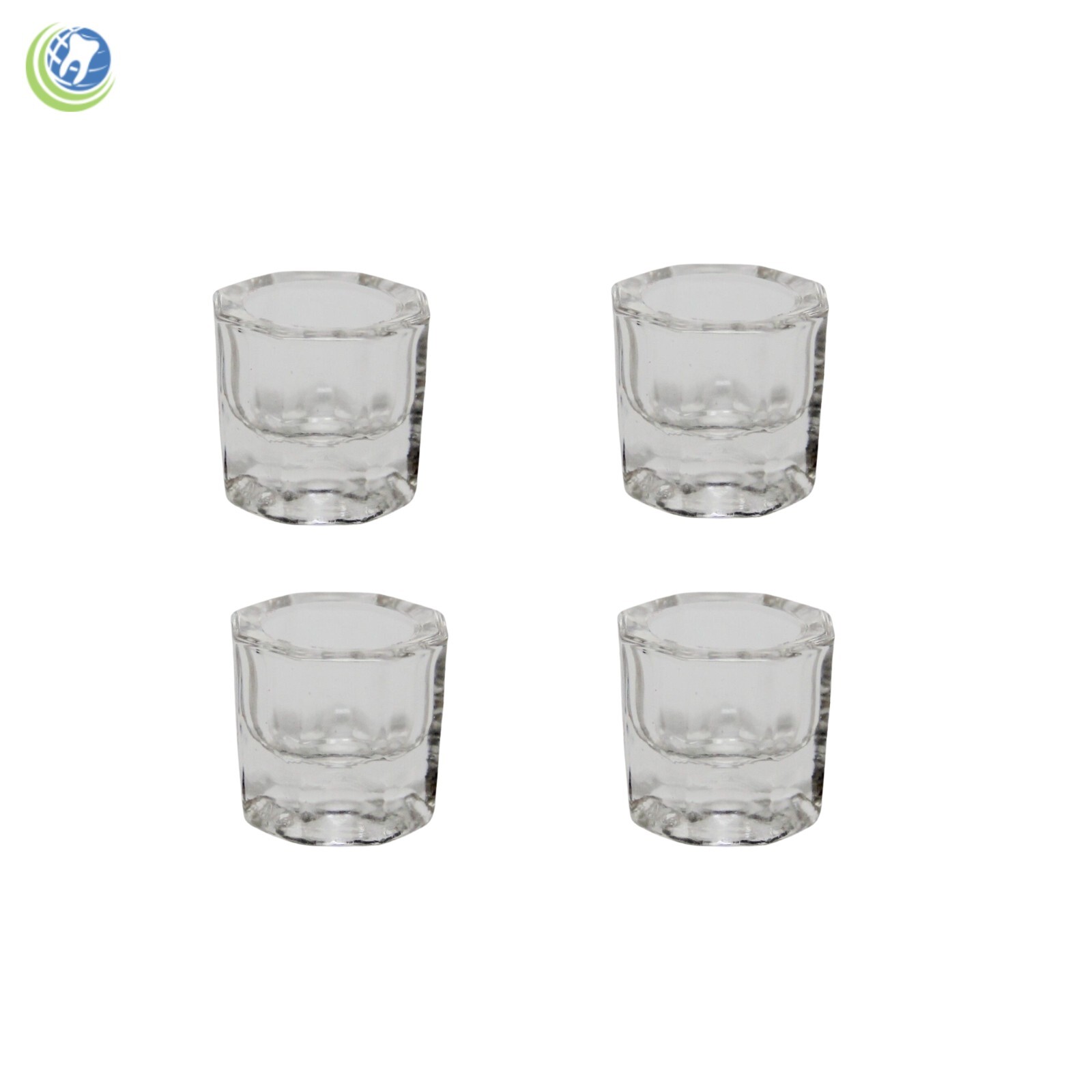 4 x GLASS DAPPEN DISH – CLEAR ACRYLIC LIQUID HOLDER CONTAINER DENTAL COSMETOLOGY