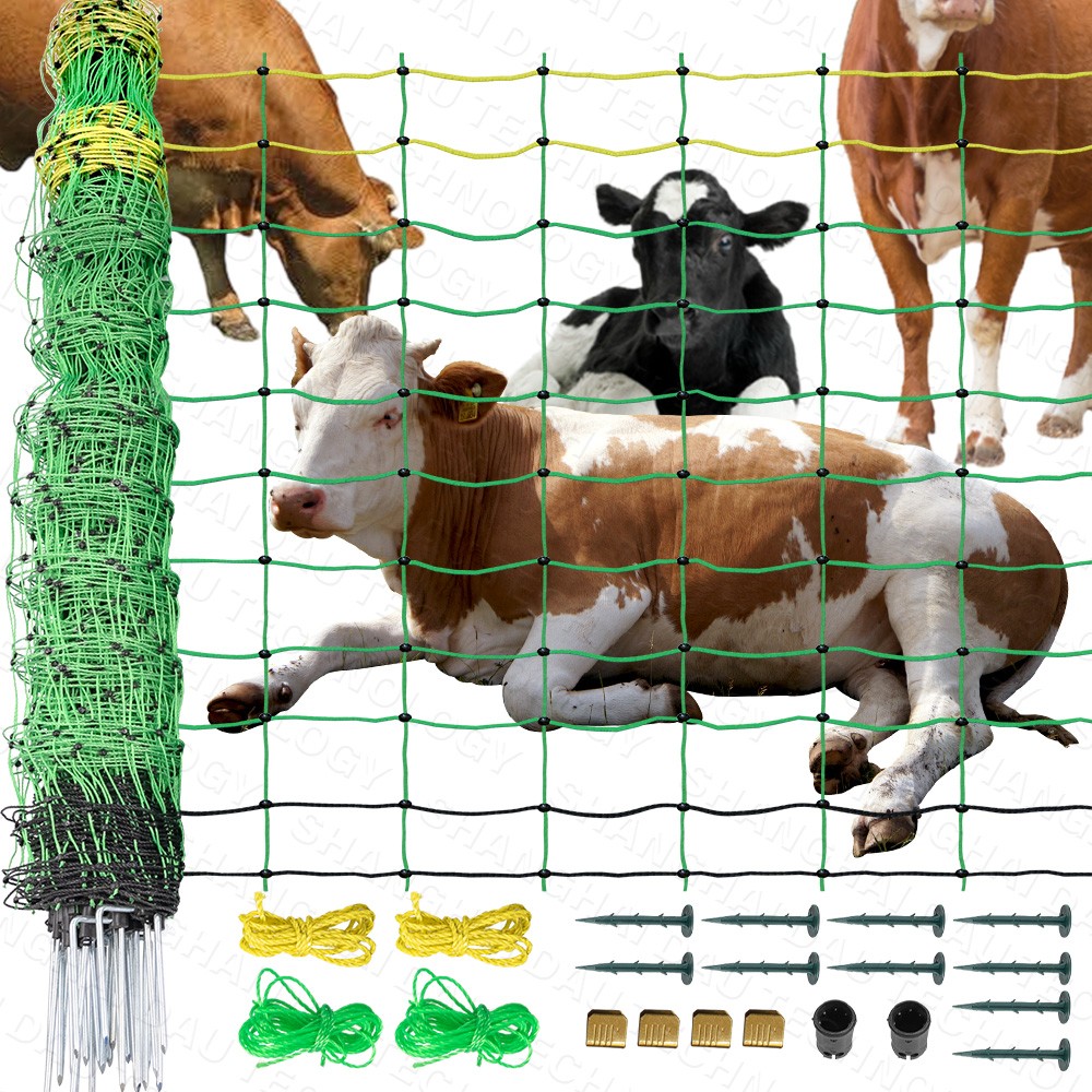 Electric Netting Fence Kits Goat Sheep Fencing 49.6″H x 164’L with Posts Spikes