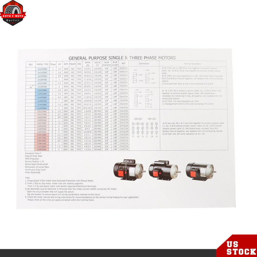 2 HP General Purpose Electric Motor ?C 3450 RPM, 115/230V, TEFC Enclosure