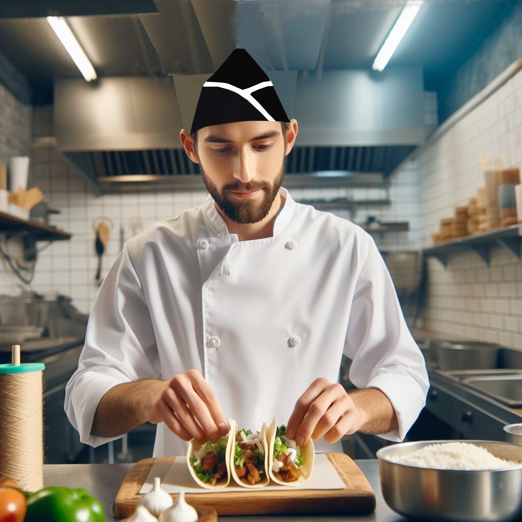 Popular Black and White Trim Adjustable Garrison Chef Hat, Chef Garrison Hat NEW