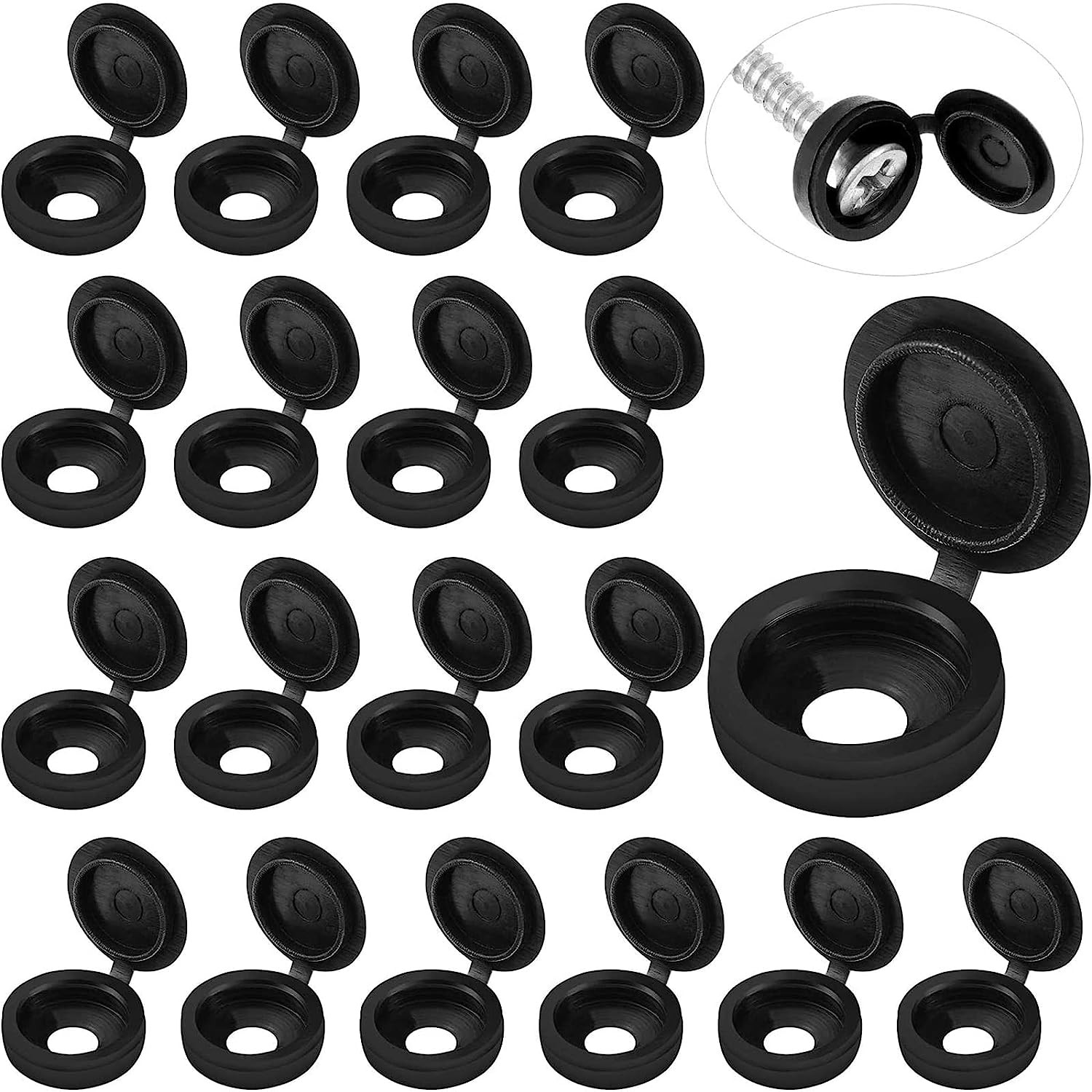 100 Pieces Hinged Screw Cover Caps Plastic Shutter Screw Caps Fold Screw Snap…