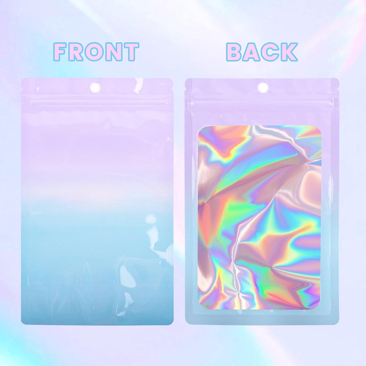100x 4″x6″ Proof Mylar Bags Holographic Resealable Packaging Foil Pouch Gradient