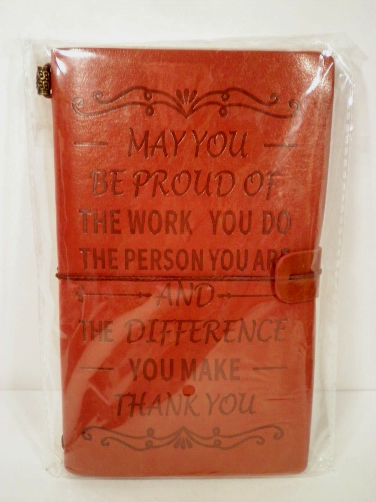 NIP Brown Leather Organizer Notebook May You Be Proud Difference You Make Thanks