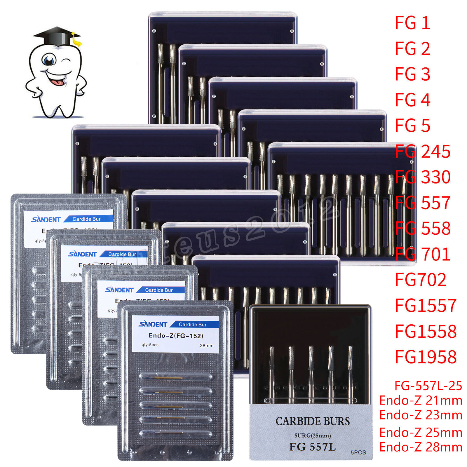 1-10 Packs Dental Carbide Burs For High Speed Handpiece FG 1 2 3 4 330 7901 7408