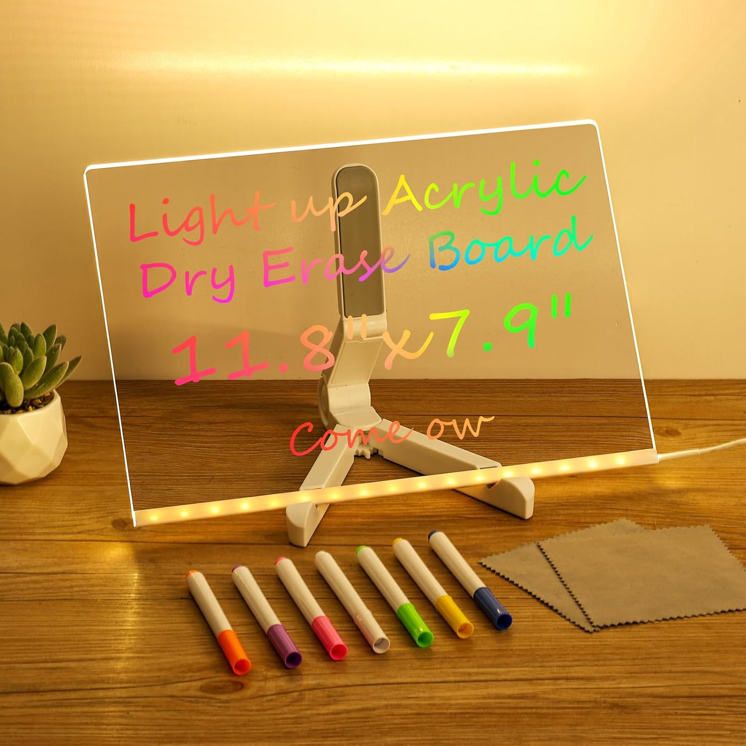 Led Drawing Board with 7 Colors,12″X8″ Light up Acrylic Cosmody Drawing