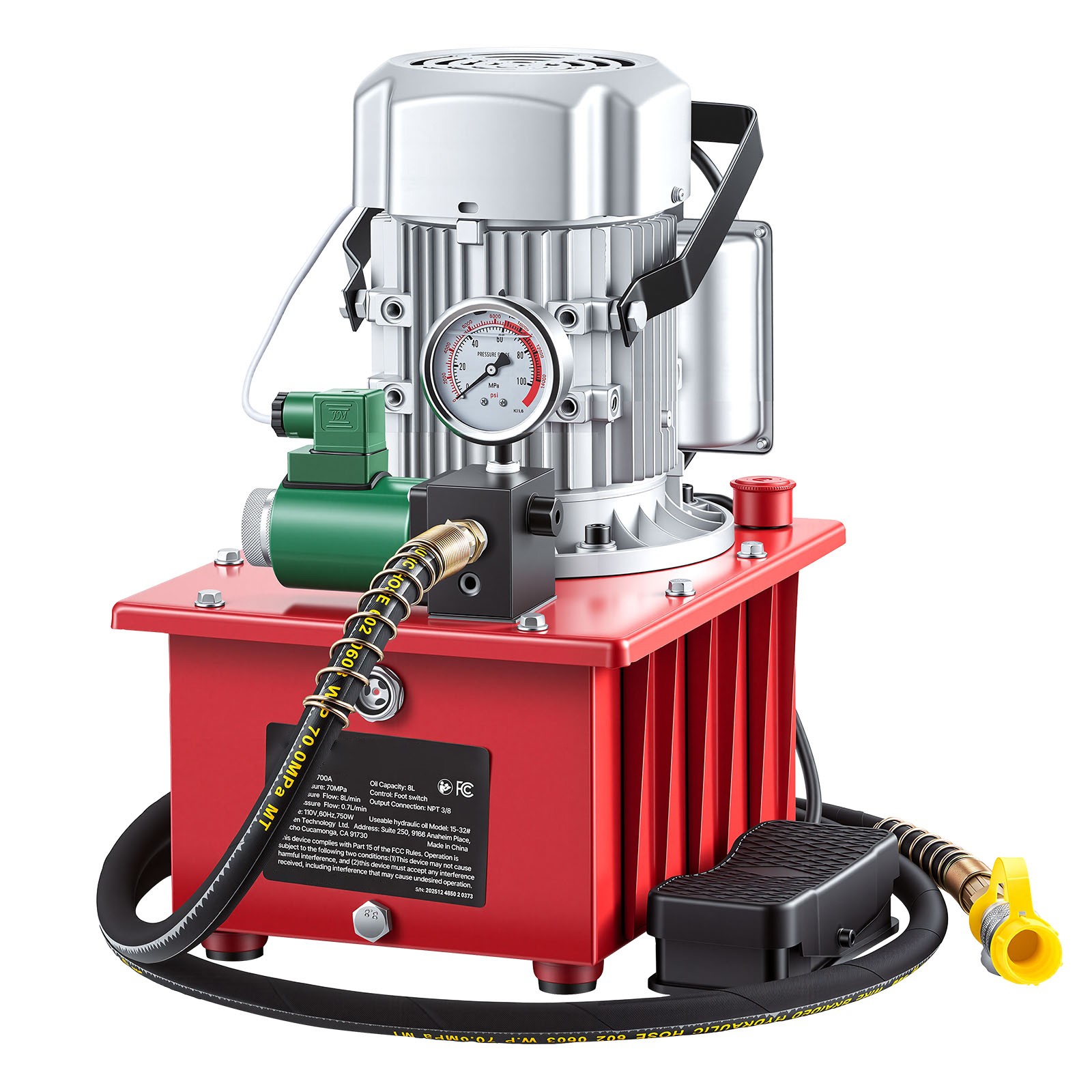 Uimoso Electric Hydraulic Pump 750W 10000 PSI Single Acting with Pedal Control